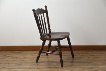 中古　松本民芸家具　16型スピンドルチェア　ゆったりと座れるダイニングチェア(板座チェア、椅子、イス)(R-077377)