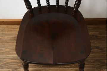 中古　松本民芸家具　16型スピンドルチェア　ゆったりと座れるダイニングチェア(板座チェア、椅子、イス)(R-077377)