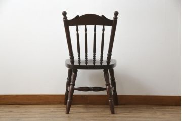 中古　松本民芸家具　16型スピンドルチェア　ゆったりと座れるダイニングチェア(板座チェア、椅子、イス)(R-077377)