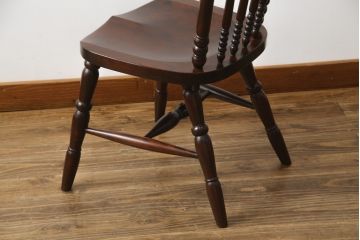 中古　松本民芸家具　16型スピンドルチェア　ゆったりと座れるダイニングチェア(板座チェア、椅子、イス)(R-077377)