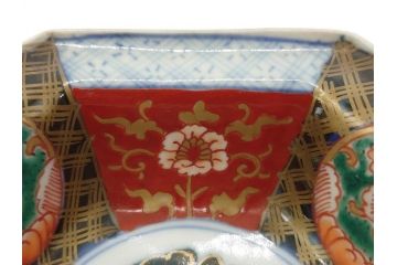 幕末〜明治　伊万里焼　4.1寸　約13cm　金襴手が見事な六角皿5枚セット(色絵、花文、裏印、深鉢、変形皿、小鉢、向付、器、四寸一分、和食器)(R-077386)