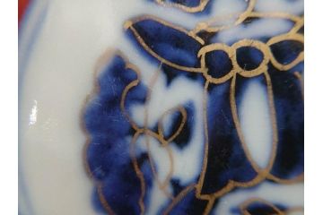 幕末〜明治　伊万里焼　4.1寸　約13cm　金襴手が見事な六角皿5枚セット(色絵、花文、裏印、深鉢、変形皿、小鉢、向付、器、四寸一分、和食器)(R-077386)