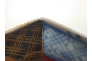 幕末〜明治　伊万里焼　4.1寸　約13cm　金襴手が見事な六角皿4枚セット(色絵、花文、裏印、深鉢、変形皿、小鉢、向付、器、四寸一分、和食器)(R-077387)