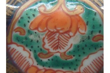 幕末〜明治　伊万里焼　4.1寸　約13cm　金襴手が見事な六角皿4枚セット(色絵、花文、裏印、深鉢、変形皿、小鉢、向付、器、四寸一分、和食器)(R-077387)