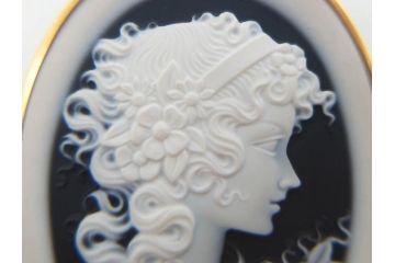 アクセサリー　カメオ　K18刻印あり(18金)　エレガントなアクセントになるブローチ(ゴールド、ファッション小物、女性、横顔、浮き彫り)(R-077388)
