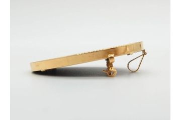 アクセサリー　カメオ　K18刻印あり(18金)　エレガントなアクセントになるブローチ(ゴールド、ファッション小物、女性、横顔、浮き彫り)(R-077388)