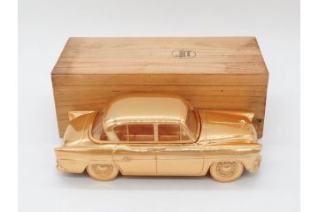 1950年代　トヨペット　クラウンデラックス　オーバードライブ付　59トヨペット　シガレットケース2点(たばこ入れ、トヨタ自動車、記念品、CROWN、TOYOPET、共箱付き)(R-077390)