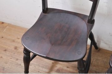 中古　松本民芸家具　#49型A　背もたれの美しいデザインが印象的なワイコムチェア3脚セット(板座チェア、ダイニングチェア、椅子、イス)(定価3脚で約33万円)(R-077407)