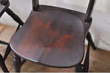 中古　松本民芸家具　#49型A　背もたれの美しいデザインが印象的なワイコムチェア3脚セット(板座チェア、ダイニングチェア、椅子、イス)(定価3脚で約33万円)(R-077407)