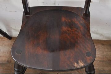 中古　松本民芸家具　#49型A　背もたれの美しいデザインが印象的なワイコムチェア3脚セット(板座チェア、ダイニングチェア、椅子、イス)(定価3脚で約33万円)(R-077407)