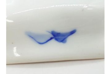 明治〜大正期　伊万里　染付　山水船図　約18cm　5.9寸　鮮やかな青に金と赤色が映える変形皿6枚セット(菱形、八角、金彩、五寸九分、和食器、和皿)(R-077409)