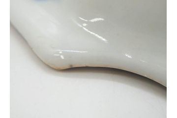 明治〜大正期　伊万里　染付　山水船図　約18cm　5.9寸　鮮やかな青に金と赤色が映える変形皿6枚セット(菱形、八角、金彩、五寸九分、和食器、和皿)(R-077409)