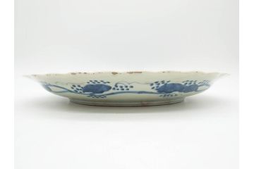 江戸期　古伊万里　線描　松竹梅　花鳥図　約45cm　1尺5寸　繊細に絵付けされた大皿(鳳凰、和皿、和食器、一尺5寸)(R‐077410)