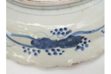江戸期　古伊万里　線描　松竹梅　花鳥図　約45cm　1尺5寸　繊細に絵付けされた大皿(鳳凰、和皿、和食器、一尺5寸)(R‐077410)
