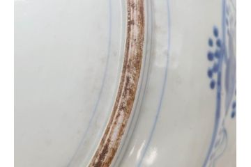 江戸期　古伊万里　線描　松竹梅　花鳥図　約45cm　1尺5寸　繊細に絵付けされた大皿(鳳凰、和皿、和食器、一尺5寸)(R‐077410)
