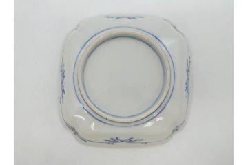 江戸期　古伊万里　色絵　獅子・竹花蝶図　約14cm　4.6寸　華やかな図柄が魅力的な変形皿5枚セット(小皿、四寸六分、和食器、和皿)(R-077411)