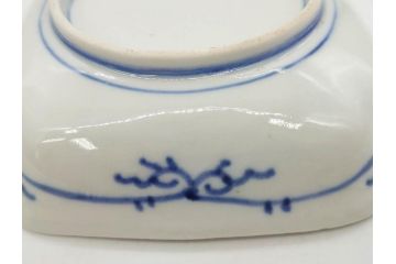 江戸期　古伊万里　色絵　獅子・竹花蝶図　約14cm　4.6寸　華やかな図柄が魅力的な変形皿5枚セット(小皿、四寸六分、和食器、和皿)(R-077411)