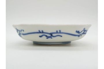 江戸期　古伊万里　色絵　獅子・竹花蝶図　約14cm　4.6寸　華やかな図柄が魅力的な変形皿5枚セット(小皿、四寸六分、和食器、和皿)(R-077411)