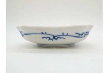 江戸期　古伊万里　色絵　獅子・竹花蝶図　約14cm　4.6寸　華やかな図柄が魅力的な変形皿5枚セット(小皿、四寸六分、和食器、和皿)(R-077411)