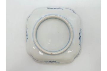 江戸期　古伊万里　色絵　獅子・竹花蝶図　約14cm　4.6寸　華やかな図柄が魅力的な変形皿5枚セット(小皿、四寸六分、和食器、和皿)(R-077411)