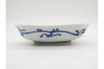 江戸期　古伊万里　色絵　獅子・竹花蝶図　約14cm　4.6寸　華やかな図柄が魅力的な変形皿5枚セット(小皿、四寸六分、和食器、和皿)(R-077411)