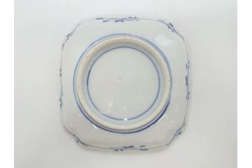江戸期　古伊万里　色絵　獅子・竹花蝶図　約14cm　4.6寸　華やかな図柄が魅力的な変形皿5枚セット(小皿、四寸六分、和食器、和皿)(R-077411)