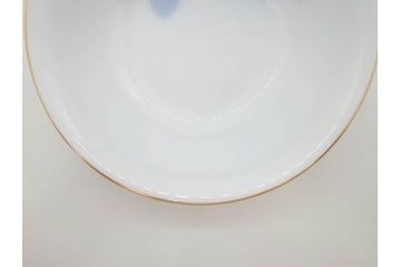 大倉陶園(OKURA、OAC)　ブルーローズ 手描き　バラ　上品なローズの絵付けが魅力的なモーニングセット(皿、プレート、ボウル、カップ&ソーサー、C&S、洋食器、外箱付き、岡染め)(R-077418)
