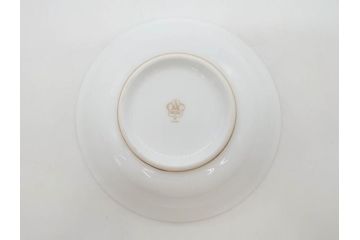 大倉陶園(OKURA、OAC)　ブルーローズ 手描き　バラ　上品なローズの絵付けが魅力的なモーニングセット(皿、プレート、ボウル、カップ&ソーサー、C&S、洋食器、外箱付き、岡染め)(R-077418)