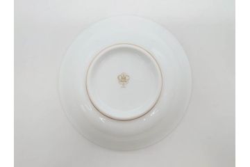 大倉陶園(OKURA、OAC)　ブルーローズ 手描き　バラ　上品なローズの絵付けが魅力的なモーニングセット(皿、プレート、ボウル、カップ&ソーサー、C&S、洋食器、外箱付き、岡染め)(R-077418)