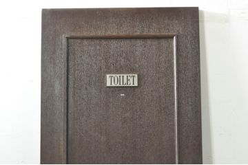 ビンテージ建具　『TOILET』プレート付き合板ドア1枚(木製扉、ヴィンテージ)(R-077428)