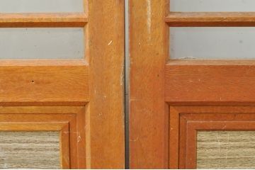 アンティーク建具　レトロな空間を演出するガラス戸2枚セット(引き戸)(R-077433)
