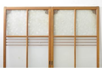 アンティーク建具　レトロな空間を演出するガラス戸2枚セット(引き戸)(R-077433)