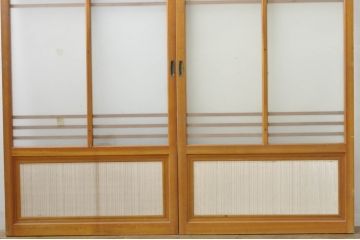 アンティーク建具　レトロな空間を演出するガラス戸2枚セット(引き戸)(R-077433)