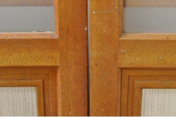 アンティーク建具　レトロな空間を演出するガラス戸2枚セット(引き戸)(R-077433)