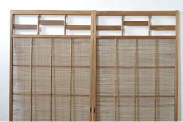 アンティーク建具　涼しげな和の空間を演出する夏戸2枚セット(引き戸、簾戸、簀戸、葭戸、すど、夏障子)(R-077434)