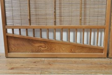 アンティーク建具　涼しげな和の空間を演出する夏戸2枚セット(引き戸、簾戸、簀戸、葭戸、すど、夏障子)(R-077434)