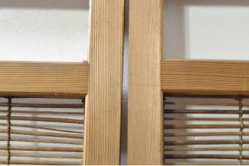 アンティーク建具　涼しげな和の空間を演出する夏戸2枚セット(引き戸、簾戸、簀戸、葭戸、すど、夏障子)(R-077434)