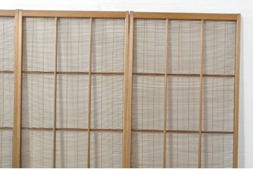 アンティーク建具　波千鳥がアクセントの幅狭夏戸4枚セット(引き戸、簾戸、簀戸、葭戸、すど、夏障子)(R-077435)