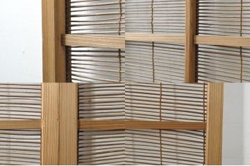 アンティーク建具　波千鳥がアクセントの幅狭夏戸4枚セット(引き戸、簾戸、簀戸、葭戸、すど、夏障子)(R-077435)