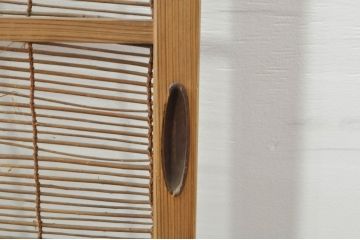 アンティーク建具　波千鳥がアクセントの幅狭夏戸4枚セット(引き戸、簾戸、簀戸、葭戸、すど、夏障子)(R-077435)