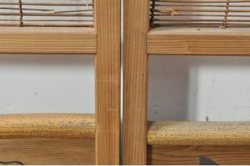 アンティーク建具　波千鳥がアクセントの幅狭夏戸4枚セット(引き戸、簾戸、簀戸、葭戸、すど、夏障子)(R-077435)