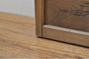 アンティーク建具　波千鳥がアクセントの幅狭夏戸4枚セット(引き戸、簾戸、簀戸、葭戸、すど、夏障子)(R-077435)