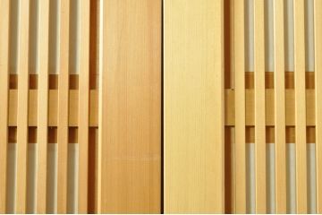 中古　上品な和空間を演出してくれる裏障子付き格子戸4枚セット(建具、引き戸、ガラス帯戸、障子戸)(R-077438)