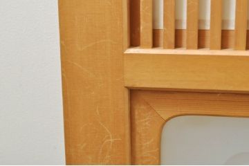 中古　上品な和空間を演出してくれる裏障子付き格子戸4枚セット(建具、引き戸、ガラス帯戸、障子戸)(R-077438)