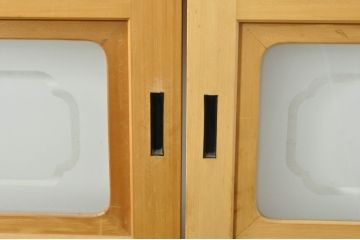 中古　上品な和空間を演出してくれる裏障子付き格子戸4枚セット(建具、引き戸、ガラス帯戸、障子戸)(R-077438)