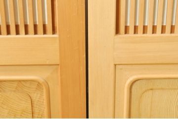 中古　上品な和空間を演出してくれる裏障子付き格子戸4枚セット(建具、引き戸、ガラス帯戸、障子戸)(R-077438)