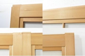 中古　上品な和空間を演出してくれる裏障子付き格子戸4枚セット(建具、引き戸、ガラス帯戸、障子戸)(R-077438)