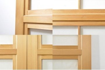 中古　上品な和空間を演出してくれる裏障子付き格子戸4枚セット(建具、引き戸、ガラス帯戸、障子戸)(R-077438)