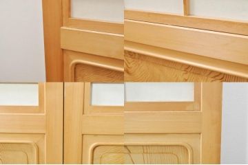 中古　上品な和空間を演出してくれる裏障子付き格子戸4枚セット(建具、引き戸、ガラス帯戸、障子戸)(R-077438)