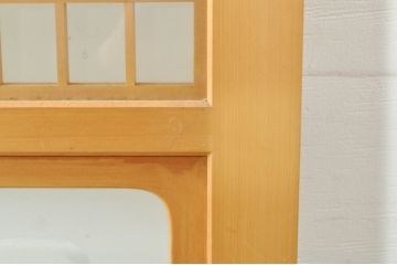 中古　和の雰囲気が魅力的な格子入りのガラス戸2枚セット(建具、引き戸、格子戸)(R-077439)